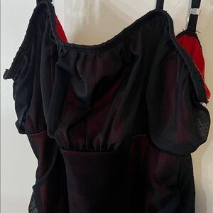 Chic Black and Red Sheer Dress